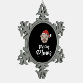 Merry Pitmas Pitbull Kerstmis Tin Sneeuwvlok Ornament (Links)