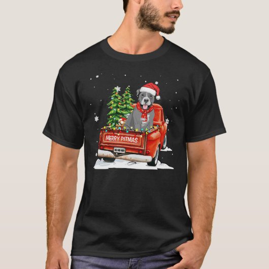 Merry Pitmas Pitbull Pickup Truck T-shirt (Voorkant)