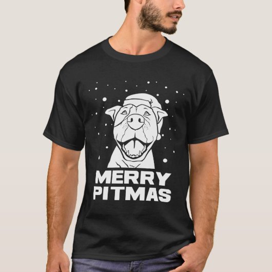 Merry Pitmas Pitbull Santa Claus Dog Pittie Christ T-shirt (Voorkant)