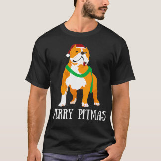 Merry Pitmas Pitbull Santa Claus Dog Pittie Christ T-shirt