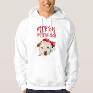 Merry Pitmas   Santa Pit Bull Terrier Dog Portrait Hoodie