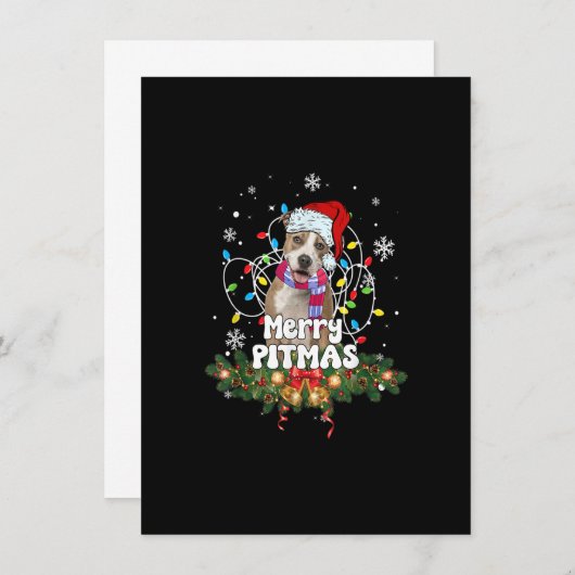 Merry Pitmas Santa Pitbull Dog kerstlampjes doen Kaart (Voorkant / Achterkant)