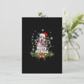 Merry Pitmas Santa Pitbull Dog kerstlampjes doen Kaart (Staand voorkant)