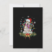 Merry Pitmas Santa Pitbull Dog kerstlampjes doen Kaart (Voorkant)