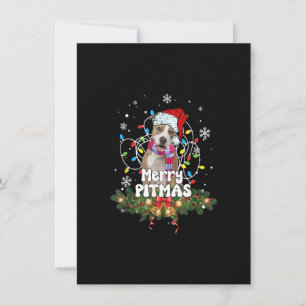 Merry Pitmas Santa Pitbull Dog kerstlampjes doen Kaart