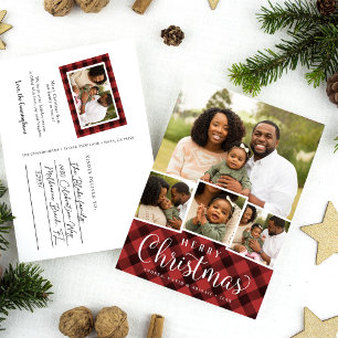 Merry Plaid Vakantie Foto Collage Briefkaart