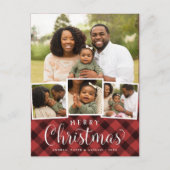 Merry Plaid Vakantie Foto Collage Briefkaart (Voorkant)