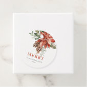 Merry Poinsettia Bunch Waterverf Pine Kerstmis Bedankjes Labels (In situ)