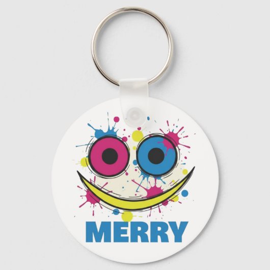 Merry Pop: Colorful & Playful Modern Art Christmas Sleutelhanger (Voorkant)