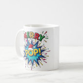 Merry Pop: Vibrant Comic Art Christmas Mug with Sa Koffiemok (Voorkant links)