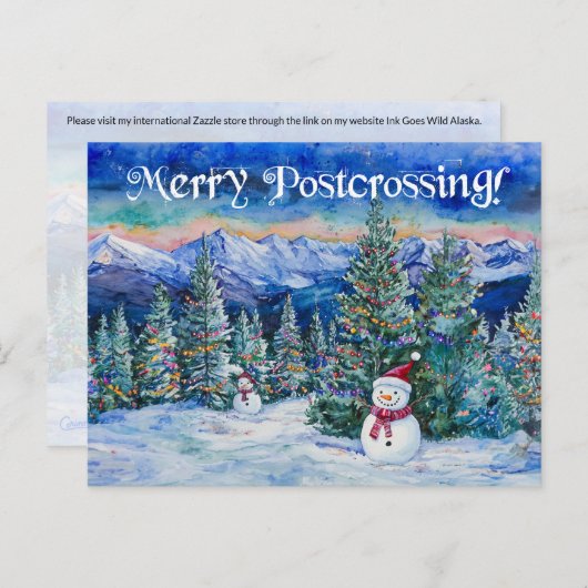 Merry Postcrossing Snowman - Briefkaart (Voorkant / Achterkant)