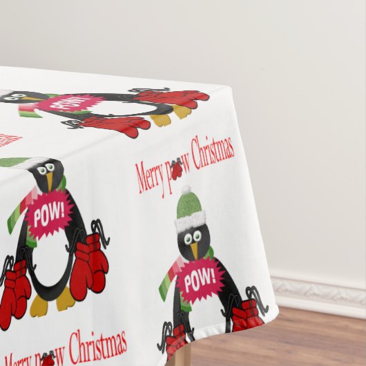 Merry Pow kerstcadeau, pinguïn Boxing Tafelkleed (Voorbeeld)