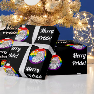 Merry Pride - Santa - Zwart Cadeaupapier