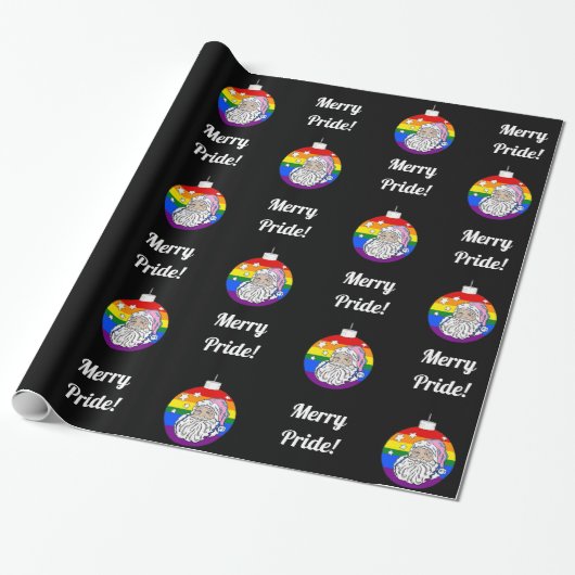 Merry Pride - Santa - Zwart Cadeaupapier (Uitgerold)