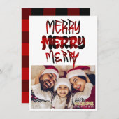 MERRY Pset Grunge Typography Holiday Photo Card Kaart (Voorkant / Achterkant)