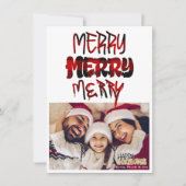 MERRY Pset Grunge Typography Holiday Photo Card Kaart (Voorkant)