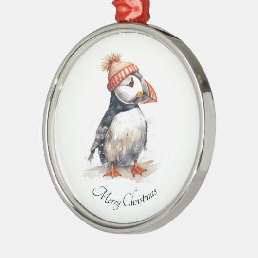Merry Puffin Metalen Ornament (Links)