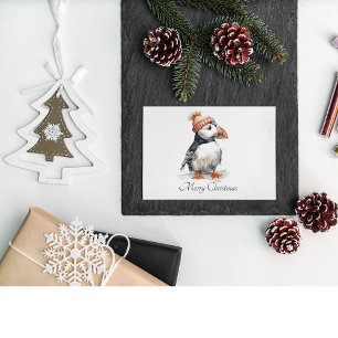 Merry Puffin, op maat Feestdagenkaart