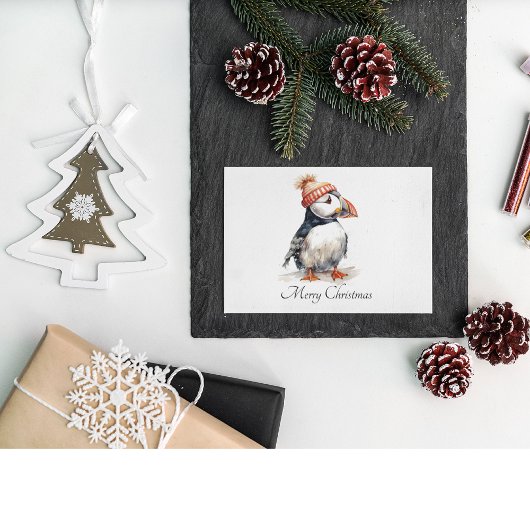 Merry Puffin, op maat Feestdagenkaart