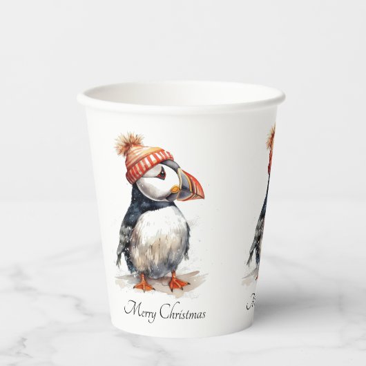 Merry Puffin, op maat Papieren Bekers (Voorkant)