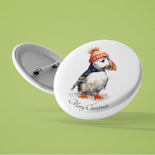 Merry Puffin, op maat Ronde Button 3,2 Cm