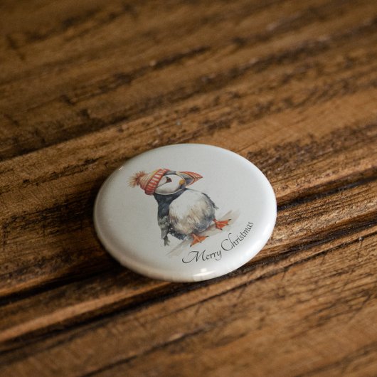 Merry Puffin, op maat Ronde Button 3,2 Cm