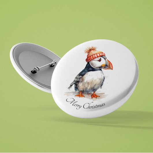 Merry Puffin, op maat Ronde Button 3,2 Cm