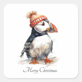 Merry Puffin, op maat Vierkante Sticker