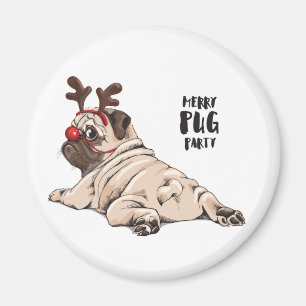 Merry Pug Party Magneet