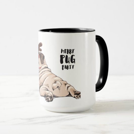 Merry Pug Party Mok (Voorkant rechts)