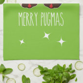 Merry Pug Santa en Reindeer Pugs Dish Towel Theedoek (Gevouwen)