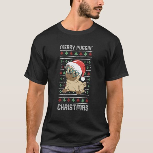 Merry Puggin Christmas Pajama Pug Dog Puppy Ugly T-shirt (Voorkant)