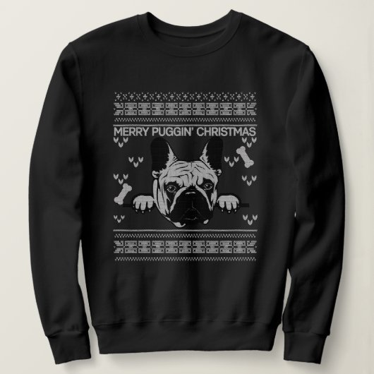 Merry Puggin-kerstkeuter Trui (Design voorkant)