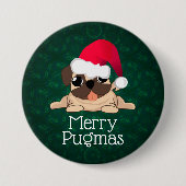 Merry Pugmas 3-inch Round Button (Voorkant)