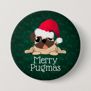 Merry Pugmas 3-inch Round Button