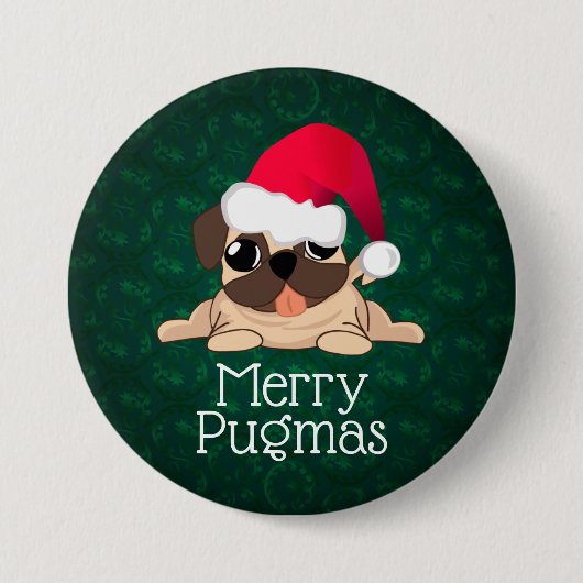 Merry Pugmas 3-inch Round Button (Voorkant)