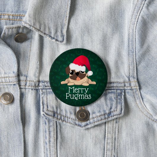 Merry Pugmas 3-inch Round Button (In situ)