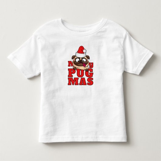 Merry Pugmas Cute Santa Pug Toddler T-shirt (Voorkant)