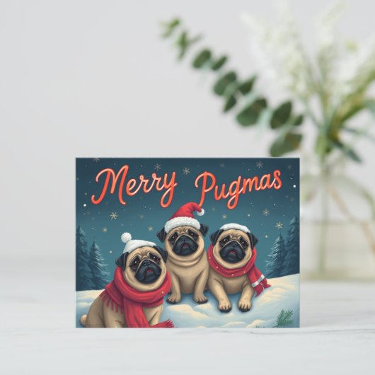 Merry Pugmas Feestdagenkaart (Staand voorkant)