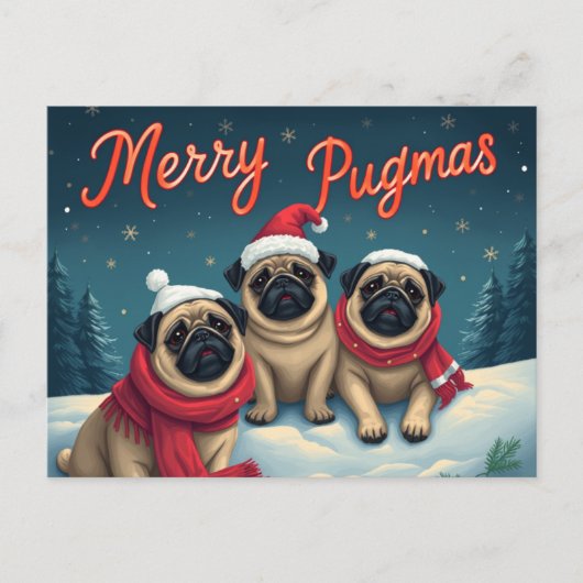 Merry Pugmas Feestdagenkaart (Voorkant)