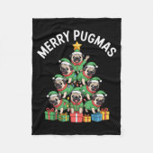 Merry Pugmas Funny Pug Christmas Tree Holiday Long Fleece Deken (Voorkant)