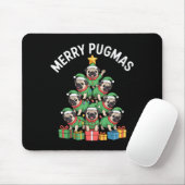 Merry Pugmas Funny Pug Christmas Tree Holiday Long Muismat (Met muis)