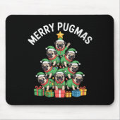 Merry Pugmas Funny Pug Christmas Tree Holiday Long Muismat (Voorkant)