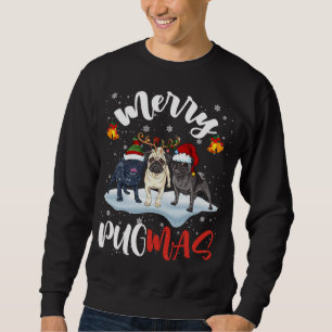 Merry Pugmas Funny Santa Reindeer Elf Pug Dog Chri Trui