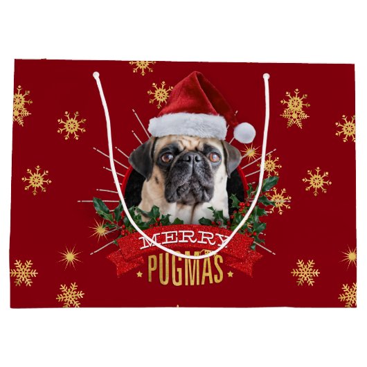 Merry Pugmas Gift Bag Groot Cadeauzakje (Achterkant)