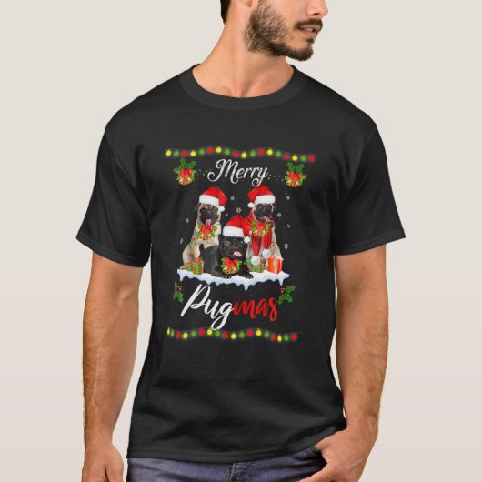 Merry Pugmas Hondenliefhebbers met kerstmis Funny  T-shirt (Voorkant)