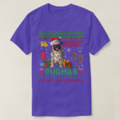 Merry Pugmas kerstlampjes Santa Pug Dog Familie T-shirt (Design voorkant)
