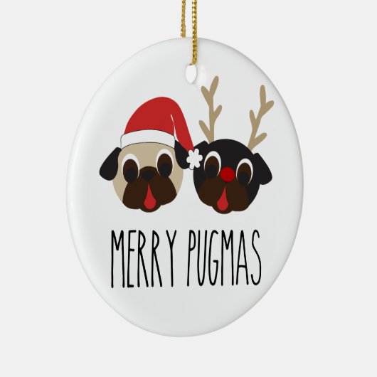 Merry Pugmas kerstversiering Keramisch Ornament (Rechts)