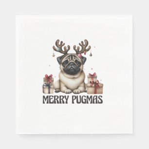 Merry Pugmas Merry Christmas Funny Pug Dog Servet