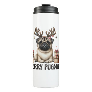 Merry Pugmas Merry Christmas Funny Pug Dog Thermosbeker